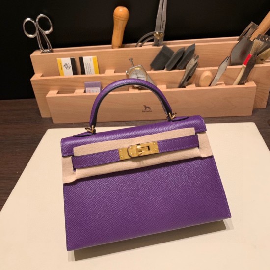 エルメスケリーミニ Kelly bag miniMini Kelly New stock  ヴォーエプソン Epsom クロッカス 9W/ Crocus ゴールド金具 kellymini-044 全手縫い