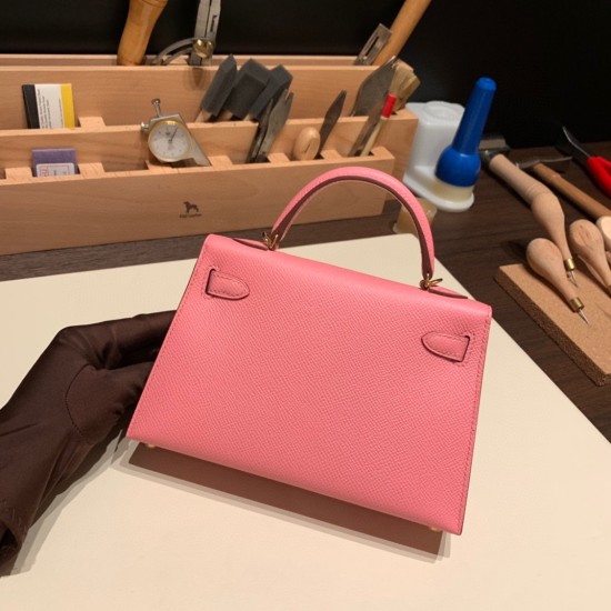 エルメスケリーミニ Kelly bag miniMini Kelly New stock  ヴォーエプソン Epsom ローズコンフェッティ1Q /Rose Confetti ゴールド金具 kellymini-047 全手縫い