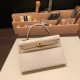 エルメスケリーミニ Kelly bag miniMini Kelly New stock  ヴォーエプソン Epsom クレ10 /Craie & トレンチ S2 /Trench ゴールド金具 kellymini-056 全手縫い