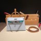 エルメスケリーミニ Kelly bag miniMini Kelly New stock  ヴォーエプソン Epsom アズール 7R/ Azur & ヴェールジェイド O6/Vert Jade & ゴールド 37 /Gold シルバー金具 kellymini-066 全手縫い