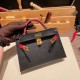 エルメスケリーミニ Kelly bag miniMini Kelly New stock  ヴォーエプソン Epsom ブラック 89 /Black (Noir)& ローズエクストリーム I6/ Rose Extreme ゴールド金具 kellymini-067 全手縫い