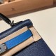 エルメスケリーミニ Kelly bag miniMini Kelly New stock  ヴォーエプソン Epsom ブルーサフィール 73 /Blue Saphir & ブルーフランス 71 /Blue France& 89/ Black シルバー金具 kellymini-070 全手縫い