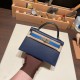 エルメスケリーミニ Kelly bag miniMini Kelly New stock  ヴォーエプソン Epsom ブルーサフィール 73 /Blue Saphir & ブルーフランス 71 /Blue France& 89/ Black シルバー金具 kellymini-070 全手縫い