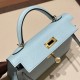 エルメスケリーミニ Kelly bag miniMini Kelly New stock  ヴォーエプソン Epsom ブルーゼフィール U2 /Blue Zephyr ゴールド金具 kellymini-077 全手縫い