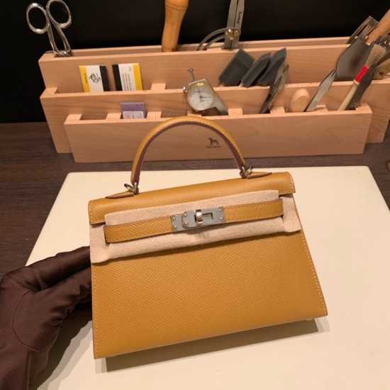 エルメスケリーミニ Kelly bag miniMini Kelly New stock  ヴォーエプソン Epsom セサミ 2S /Sesame シルバー金具 kellymini-094 全手縫い