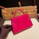 エルメスケリーミニ Kelly bag miniMini Kelly New stock  Alligateor Crocodile ローズシェヘラザード J5 /Rose Scheherazade ゴールド金具 kellymini-098 全手縫い