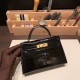 エルメスケリーミニ Kelly bag miniMini Kelly New stock  Alligateor crocodile ブラック 89 /Black (Noir) ゴールド金具 kellymini-105 全手縫い