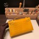 エルメス ポシェットケリー kelly pochette  Alligateor ジョーヌアンブル 9D /Jaune Ambre シルバー金具 Pochette--002 全手縫い