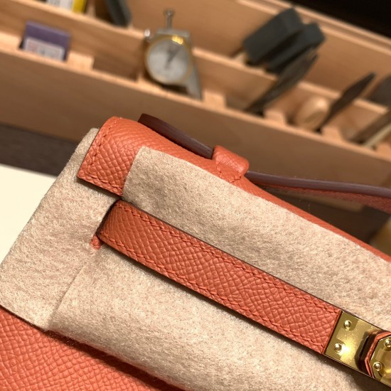 エルメス ポシェットケリー kelly pochette  Epsom ヴォーエプソン ローズティー 3L /Rose Tea ゴールド金具 Pochette--015 全手縫い