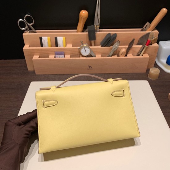 エルメス ポシェットケリー kelly pochette  swift スイフト ジョーヌプッサン 1Z /Jaune Poussin  シルバー金具 Pochette--032 全手縫い