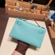 エルメス ポシェットケリー kelly pochette  swift スイフト ブルーアトール 3P /Blue Atoll シルバー金具 Pochette--033 全手縫い