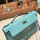 エルメス ポシェットケリー kelly pochette  swift スイフト ブルーアトール 3P /Blue Atoll シルバー金具 Pochette--033 全手縫い