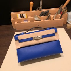 エルメス ポシェットケリー kelly pochette  swift スイフト ブルーエレクトリック 7T/ Blue Electric シルバー金具 Pochette--040 全手縫い