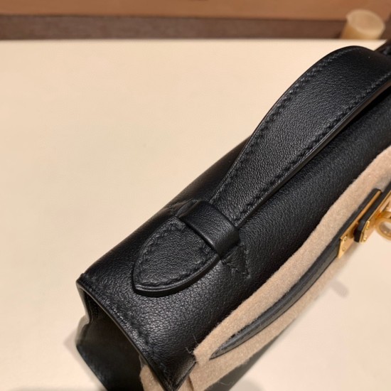 エルメス ポシェットケリー kelly pochette  swift スイフト ブラック 89/ Black (Noir) ゴールド金具 Pochette--042 全手縫い