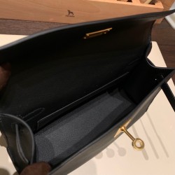 エルメス ポシェットケリー kelly pochette  swift スイフト ブラック 89/ Black (Noir) ゴールド金具 Pochette--042 全手縫い