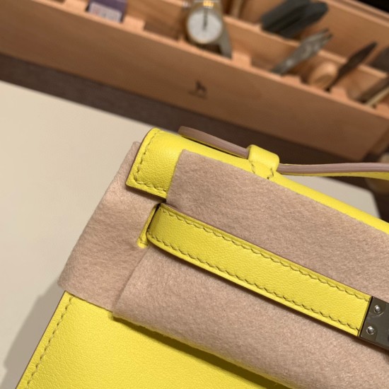 エルメス ポシェットケリー kelly pochette  swift スイフト ライム 9R/ Lime シルバー金具 Pochette--048 全手縫い