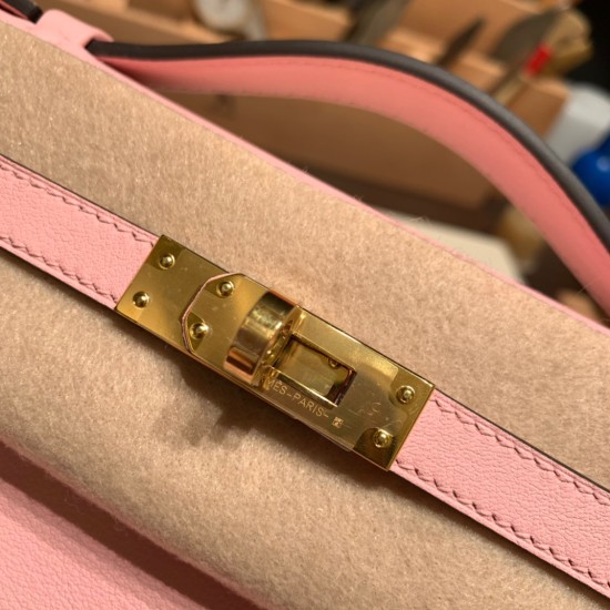 エルメス ポシェットケリー kelly pochette  swift スイフト ローズサクラ 3Q/ Rose Sakura ゴールド金具 Pochette--052 全手縫い