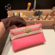 エルメス ポシェットケリー kelly pochette  swift スイフト ローズアザレ 8W /Rose Azalee  ゴールド金具 Pochette--053 全手縫い