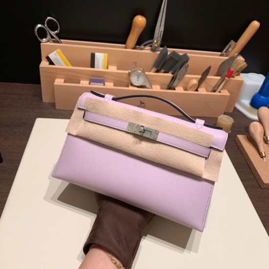 エルメス ポシェットケリー kelly pochette  swift スイフト シクラメン 5H Cyclamen シルバー金具 Pochette--056 全手縫い