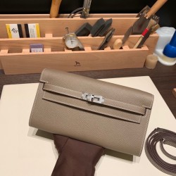 エルメス ケリーウォレット ロング トゥーゴー Kelly Wallet Long To Go  ヴォーエプソン epsom  18/Étoupe Grey エトゥープ シルバー金具  kellyto-041 全手縫い