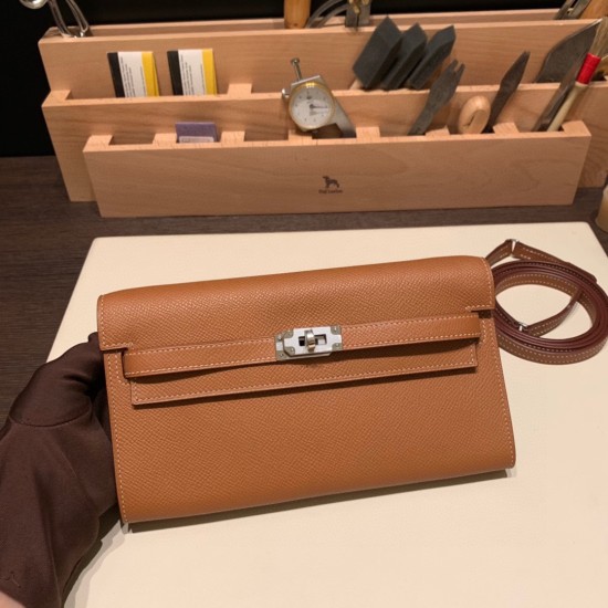 エルメス ケリーウォレット ロング トゥーゴー Kelly Wallet Long To Go  ヴォーエプソン epsom  37 /Gold ゴールド シルバー金具  kellyto-043 全手縫い