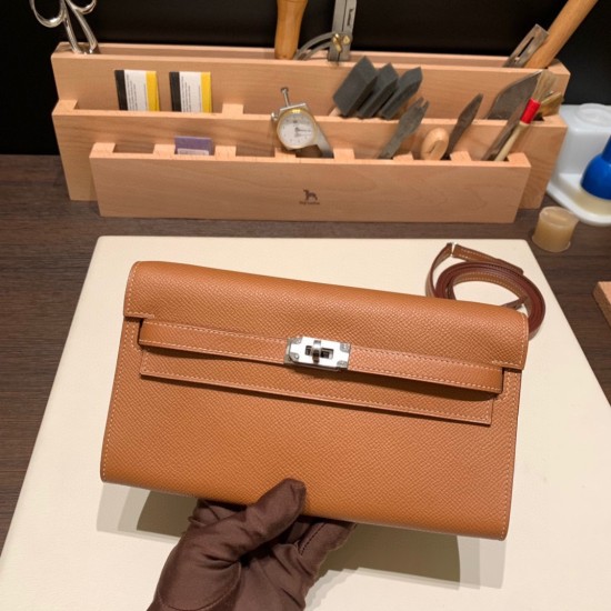 エルメス ケリーウォレット ロング トゥーゴー Kelly Wallet Long To Go  ヴォーエプソン epsom  37 /Gold ゴールド シルバー金具  kellyto-043 全手縫い