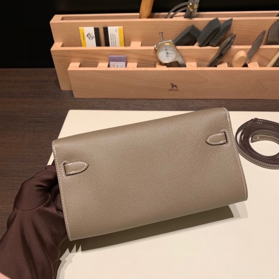 エルメス ケリーウォレット ロング トゥーゴー Kelly Wallet Long To Go  ヴォーエプソン epsom  18/Étoupe Grey (Étoupe)  エトゥープ シルバー金具  kellyto-044 全手縫い