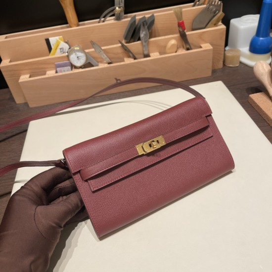 エルメス ケリーウォレット ロング トゥーゴー Kelly Wallet Long To Go   ヴォーエプソン epsom  55/Rouge H  ルージュアッシュ ゴールド金具   kellyto-049 全手縫い