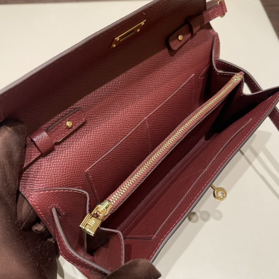 エルメス ケリーウォレット ロング トゥーゴー Kelly Wallet Long To Go   ヴォーエプソン epsom  55/Rouge H  ルージュアッシュ ゴールド金具   kellyto-049 全手縫い