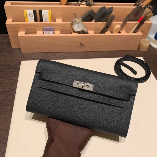 エルメス ケリーウォレット ロング トゥーゴー Kelly Wallet Long To Go   ヴォーエプソン epsom  89/Black (Noir) ブラック シルバー金具  kellyto-056 全手縫い