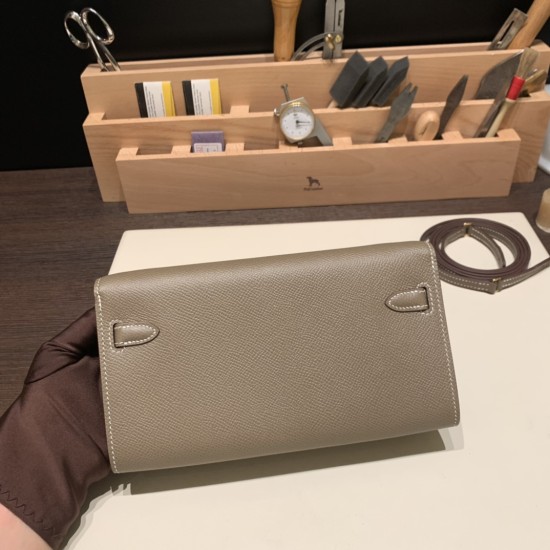 エルメス ケリーウォレット ロング トゥーゴー Kelly Wallet Long To Go   ヴォーエプソン epsom  18/Étoupe Grey エトゥープ ゴールド金具   kellyto-058 全手縫い