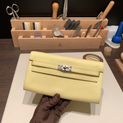 エルメス ケリーウォレット ロング トゥーゴー Kelly Wallet Long To Go  ヴォーエプソン epsom  1Z/Jaune Poussin  ジョーヌプッサン シルバー金具  kellyto-059 全手縫い