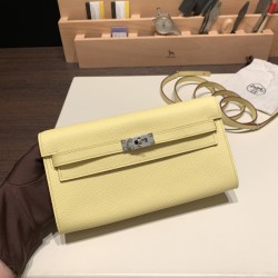 エルメス ケリーウォレット ロング トゥーゴー Kelly Wallet Long To Go   ヴォーエプソン epsom  1Z/Jaune Poussin  ジョーヌプッサン シルバー金具  kellyto-072 全手縫い