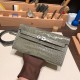 エルメス ケリーウォレット ロング トゥーゴー Kelly Wallet Long To Go クロコダイル 81/Gris Tourterelle  トゥルティエールグレー シルバー金具  kellyto-076 全手縫い