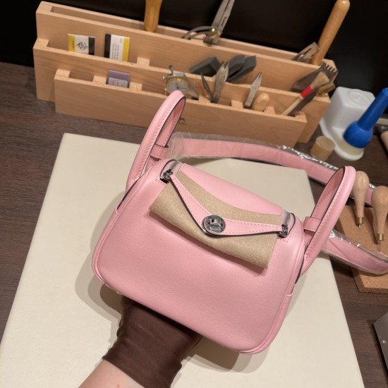 エルメス リンディミニ19 Mini Lindy  swift スイフト ローズサクラ 3Q /Rose Sakura   シルバー金具  lindymini-013 