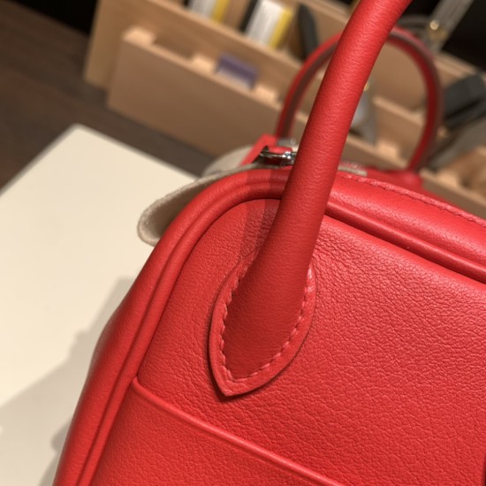 エルメス リンディミニ19 Mini Lindy S3/Rouge Cœur   ルージュクー S3/Rouge Cœur   シルバー金具  lindymini-024 全手縫い