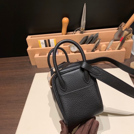 エルメス リンディミニ19 Mini Lindy Clemence トリヨンクレマンス ブラック 89 /Black (Noir)   シルバー金具  lindymini-049 全手縫い