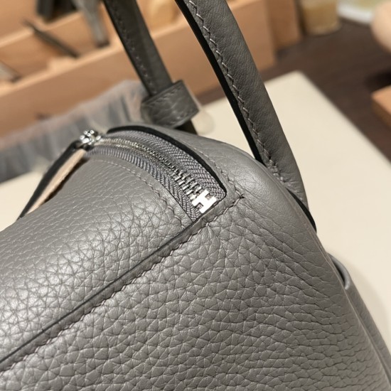 エルメス リンディミニ19 Mini Lindy Clemence トリヨンクレマンス グリメイヤー 0L/ Gris Meyer   シルバー金具  lindymini-060 全手縫い