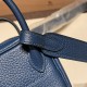 エルメス リンディミニ19 Mini Lindy Clemence トリヨンクレマンス ディープブルー S4 /Deep Blue   シルバー金具  lindymini-065 全手縫い