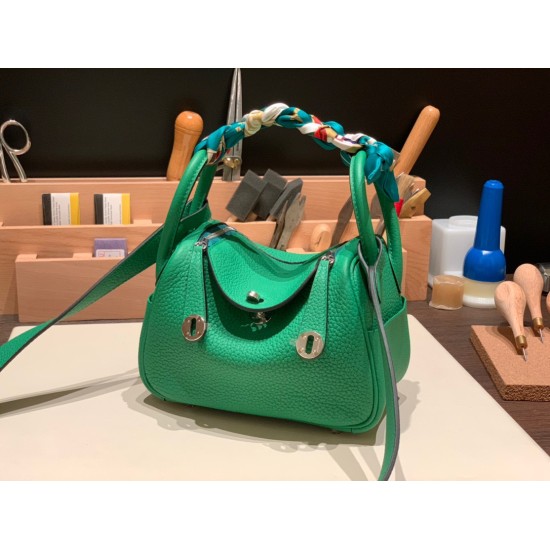 エルメス リンディミニ19 Mini Lindy Clemence トリヨンクレマンス バンブー 1K /Bambou   シルバー金具  lindymini-075 全手縫い