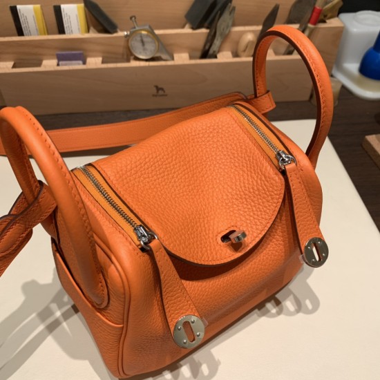 エルメス リンディミニ19 Mini Lindy Clemence トリヨンクレマンス ルージュクー S3/Rouge Cœur   シルバー金具  lindymini-077 全手縫い