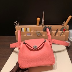 エルメス リンディミニ19 Mini Lindy Clemence トリヨンクレマンス ローズコンフェッティ 1Q /Rose Confetti   シルバー金具  lindymini-083 全手縫い