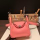 エルメス リンディミニ19 Mini Lindy Clemence トリヨンクレマンス ローズコンフェッティ 1Q /Rose Confetti   シルバー金具  lindymini-083 全手縫い