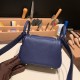 エルメス リンディミニ19 Mini Lindy Clemence トリヨンクレマンス ブルーサフィール 73 /Blue Saphir   シルバー金具  lindymini-102 全手縫い