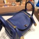 エルメス リンディミニ19 Mini Lindy Clemence トリヨンクレマンス ブルーサフィール 73 /Blue Saphir  ゴールド金具  lindymini-103 全手縫い