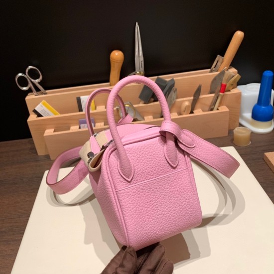 エルメス リンディミニ19 Mini Lindy Clemence トリヨンクレマンス モーヴシルベストル X9 /Mauve Sylvestre   シルバー金具  lindymini-104 全手縫い