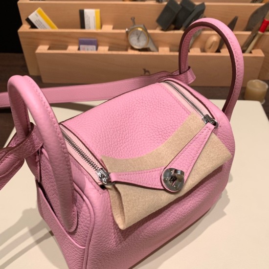 エルメス リンディミニ19 Mini Lindy Clemence トリヨンクレマンス モーヴシルベストル X9 /Mauve Sylvestre   シルバー金具  lindymini-104 全手縫い