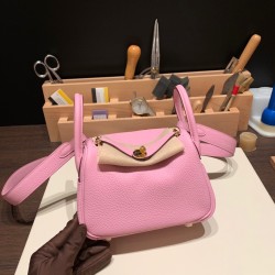 エルメス リンディミニ19 Mini Lindy Clemence トリヨンクレマンス モーヴシルベストル X9/ Mauve Sylvestre   ゴールド金具   lindymini-105 全手縫い