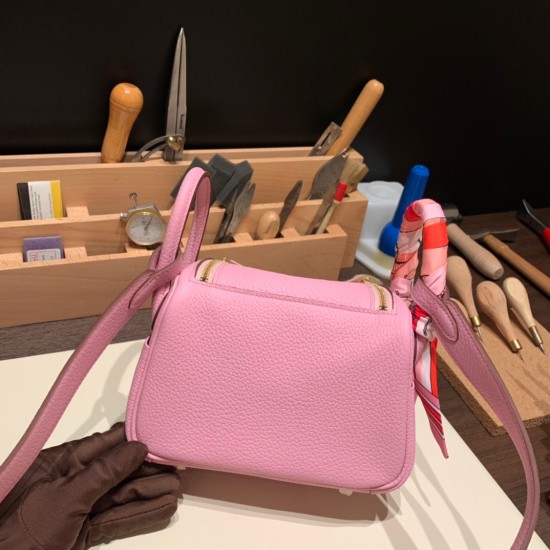 エルメス リンディミニ19 Mini Lindy Clemence トリヨンクレマンス モーヴシルベストル X9/ Mauve Sylvestre   ゴールド金具   lindymini-105 全手縫い