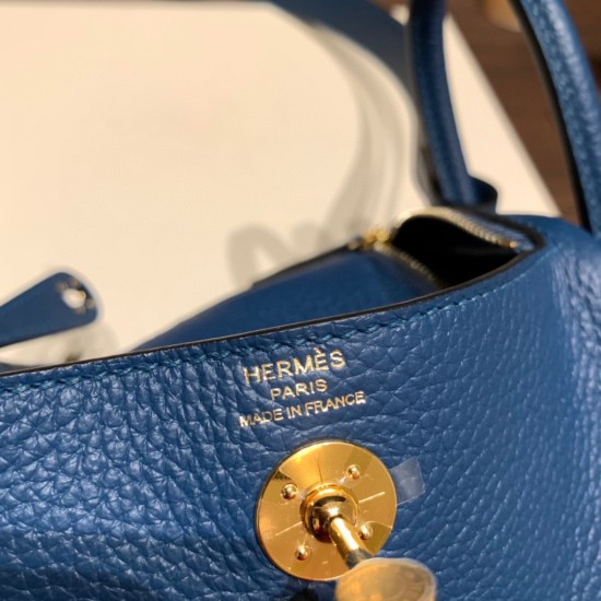 エルメス リンディミニ19 Mini Lindy Clemence トリヨンクレマンス ディープブルー S4 /Deep Blue  ゴールド金具  lindymini-107 全手縫い